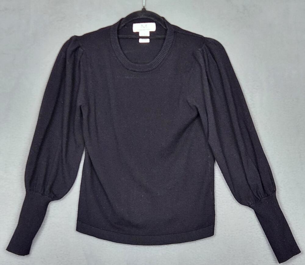 M MAGASCHONI Sweater Womens Small Black Lightweight Crew Neck Pullover Viscose